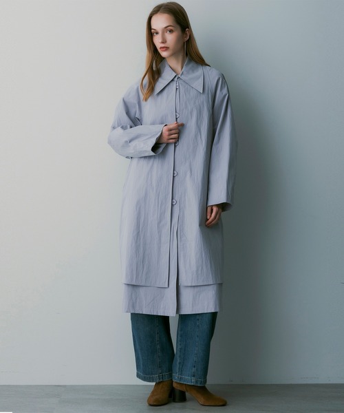 SERENO(セレーノ)の「レイヤードロングコート(トレンチコート・レディース・カーキ/ダークグレー/ライトパープル・ONESIZE)」の3枚目の写真