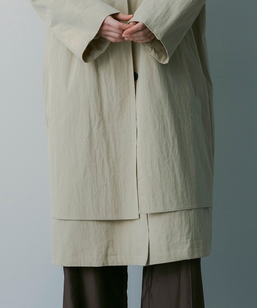 SERENO(セレーノ)の「レイヤードロングコート(トレンチコート・レディース・カーキ/ダークグレー/ライトパープル・ONESIZE)」の10枚目の写真