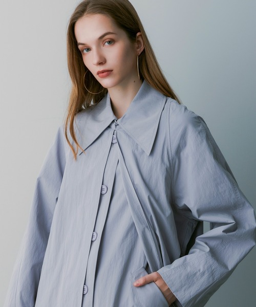 SERENO(セレーノ)の「レイヤードロングコート(トレンチコート・レディース・カーキ/ダークグレー/ライトパープル・ONESIZE)」の13枚目の写真