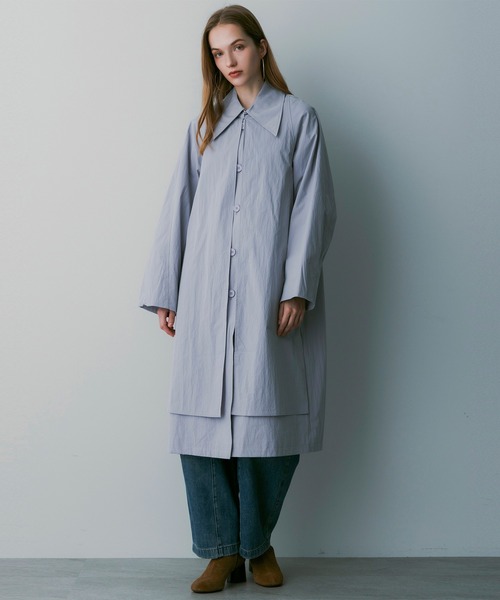 SERENO(セレーノ)の「レイヤードロングコート(トレンチコート・レディース・カーキ/ダークグレー/ライトパープル・ONESIZE)」の14枚目の写真