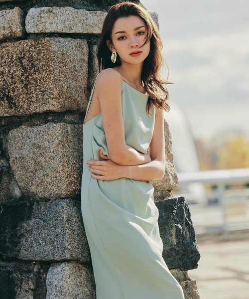 KINO THE KEI（キノザケイ）の「ストラップ バッグデザイン タックドレープ キャミソール ワンピース  KINO THE KEI（ワンピース・レディース・モカ/ホワイト/ライトグリーン/ブラック・S/M）」の11枚目の写真