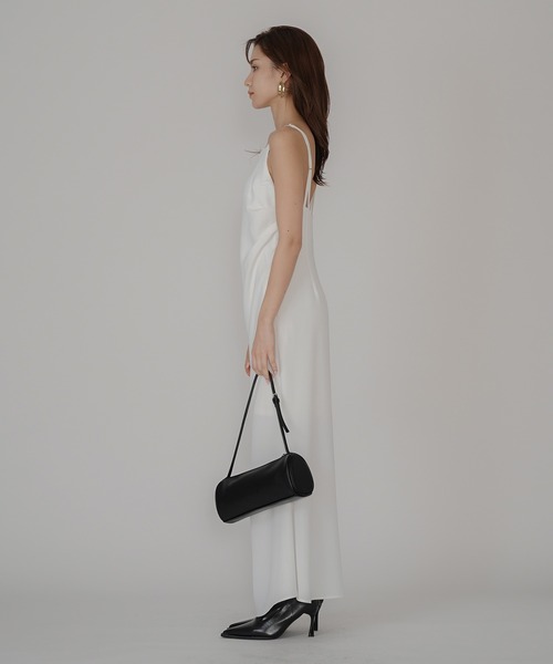 KINO THE KEI（キノザケイ）の「ストラップ バッグデザイン タックドレープ キャミソール ワンピース  KINO THE KEI（ワンピース・レディース・モカ/ホワイト/ライトグリーン/ブラック・S/M）」の15枚目の写真