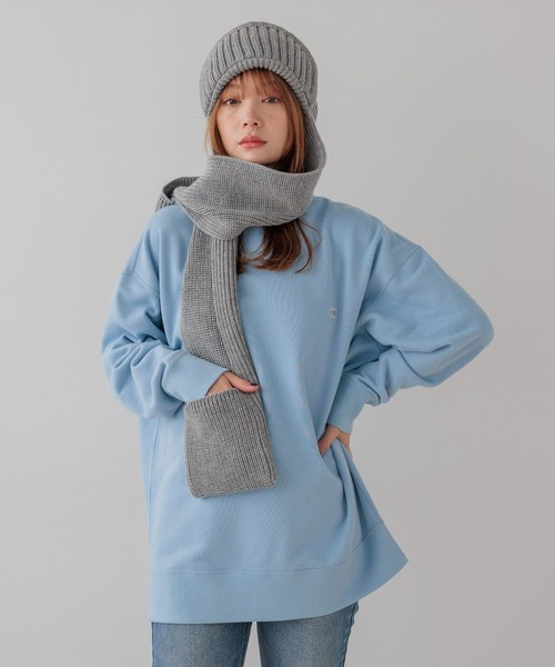 Champion(チャンピオン)の「【Champion(チャンピオン)】別注クルーネックチュニック(スウェット・レディース・ネイビー/ライトグレー/ナチュラル/ライトブルー・FREE)」の3枚目の写真