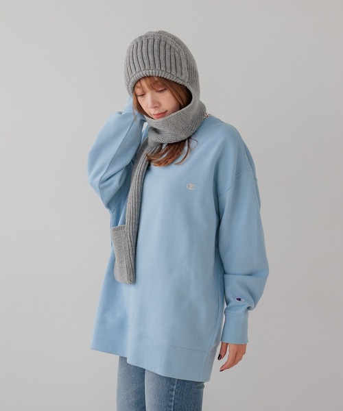 Champion（チャンピオン）の「【Champion(チャンピオン)】別注クルーネックチュニック（スウェット・レディース・ネイビー/ライトグレー・FREE）」の17枚目の写真