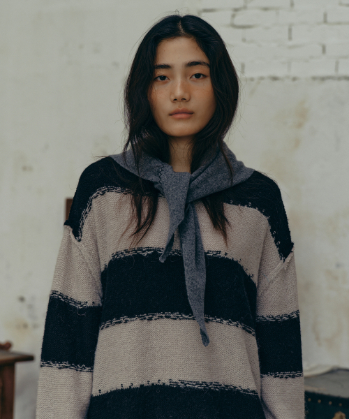 FRITUR(フリーター)の「Stripe Knit Black_F243KN05(ニット/セーター・レディース・ブラック・FREE)」の5枚目の写真