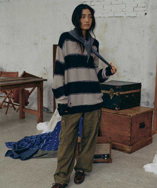 FRITUR(フリーター)の「Stripe Knit Black_F243KN05(ニット/セーター・レディース・ブラック・FREE)」の3枚目の写真