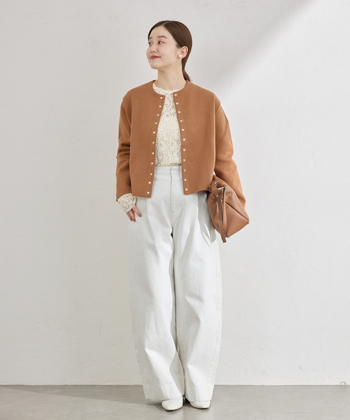 IENA（イエナ）の「《追加2》ダブルフェイススナップカーディガン（カーディガン/ボレロ・レディース・ブラック/キャメル/イエロー・FREE）」の5枚目の写真