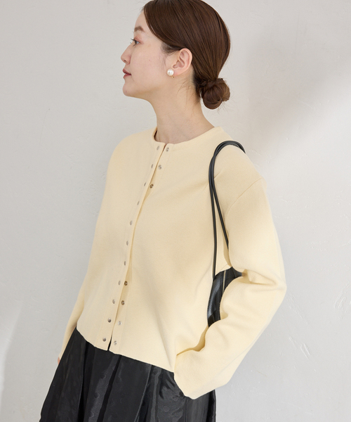 IENA（イエナ）の「《追加2》ダブルフェイススナップカーディガン（カーディガン/ボレロ・レディース・ブラック/キャメル/イエロー・FREE）」の8枚目の写真