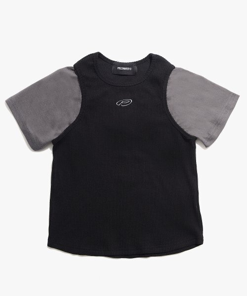 PIECEMAKER（ピースメーカー）の「TS KNIT SLEEVELESS LAYERED TEE (BLACK)（Tシャツ/カットソー・レディース・その他・FREE）」の2枚目の写真