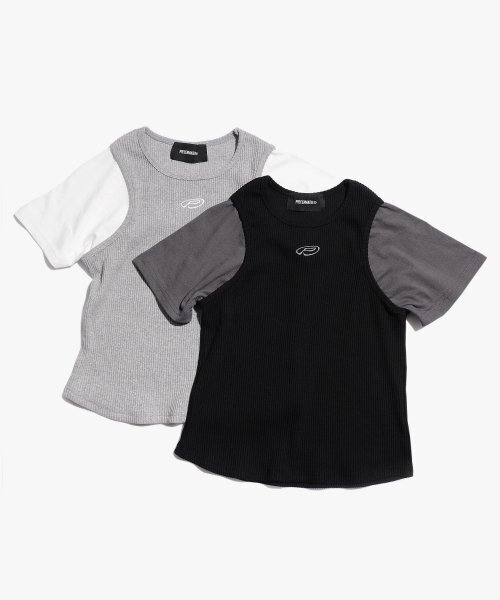 PIECEMAKER（ピースメーカー）の「TS KNIT SLEEVELESS LAYERED TEE (BLACK)（Tシャツ/カットソー・レディース・その他・FREE）」の6枚目の写真