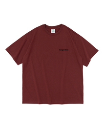 (ビッグサイズ) レタリングポイント半袖Tシャツ (ワイン)