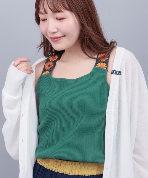 チチカカ（チチカカ）の「クロシェインナータンクトップ（タンクトップ・レディース・ブラック/オフホワイト/グリーン・MEDIUM/LARGE）」の3枚目の写真