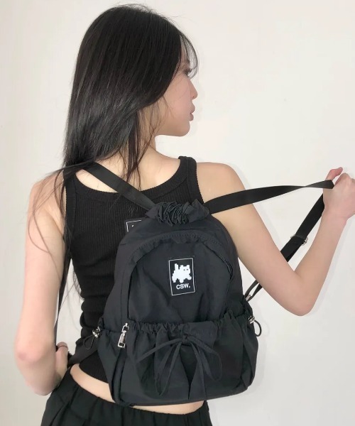 ◇CATSAVETHEWORLD◇ブランド直輸入正規品/ボニーリボンシャーリングミニバックパック BONNY RIBBON SHIRRING MINI BACKPACK