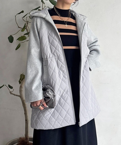 un dix cors（アンディコール）の「異素材キルテイングコート（その他アウター・レディース・グレー/ブラック/ベージュ・FREE）」の16枚目の写真