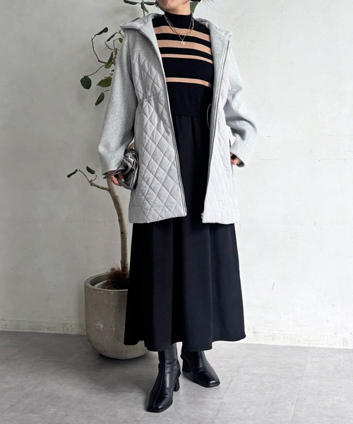 un dix cors（アンディコール）の「異素材キルテイングコート（その他アウター・レディース・グレー/ブラック/ベージュ・FREE）」の19枚目の写真