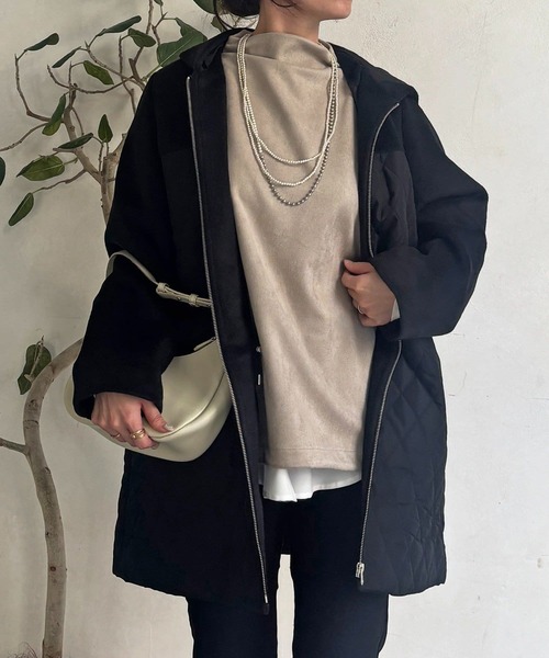 un dix cors（アンディコール）の「異素材キルテイングコート（その他アウター・レディース・グレー/ブラック/ベージュ・FREE）」の11枚目の写真