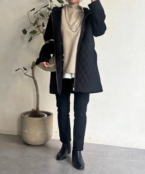 un dix cors（アンディコール）の「異素材キルテイングコート（その他アウター・レディース・グレー/ブラック/ベージュ・FREE）」の14枚目の写真