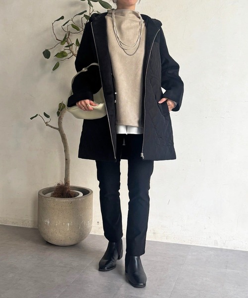 un dix cors（アンディコール）の「異素材キルテイングコート（その他アウター・レディース・グレー/ブラック/ベージュ・FREE）」の5枚目の写真