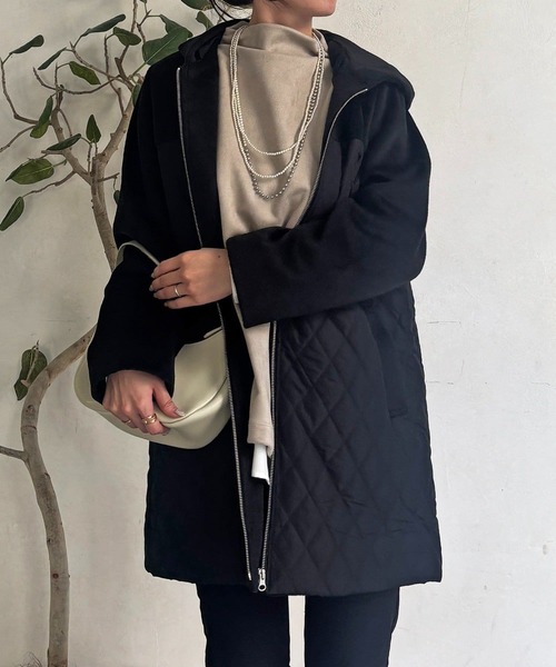 un dix cors（アンディコール）の「異素材キルテイングコート（その他アウター・レディース・グレー/ブラック/ベージュ・FREE）」の7枚目の写真