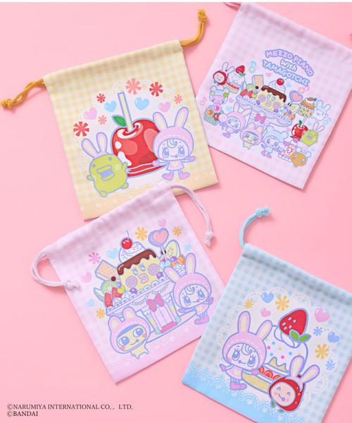 MEZZO PIANO×TAMAGOTCHI 巾着（ポーチ）｜ナルミヤキャラクターズ