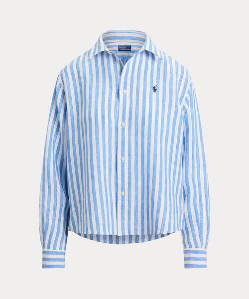 ワイド クロップド ギンガム リネン シャツ（シャツ/ブラウス）｜POLO