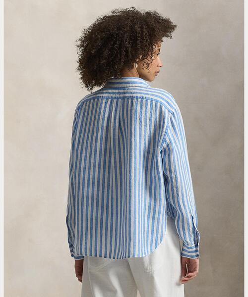 POLO RALPH LAUREN(ポロ ラルフ ローレン)の「ワイド クロップド ギンガム リネン シャツ(シャツ/ブラウス・レディース・ブルー・XS/M/S/XL/XXS/L)」の4枚目の写真