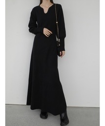 A AMEL（エイメル）の「ハートネックパフスリーブドレス/ブラック（ドレス）」