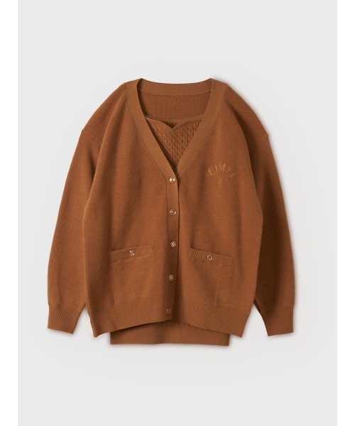 EIMY ISTOIRE（エイミーイストワール）の「【PRE ORDER】EIMYロゴカーデリボンニットセットワンピース（ワンピース・レディース・ホワイト/キャメル/グレー/ブラック・F）」の4枚目の写真