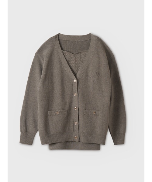 EIMY ISTOIRE（エイミーイストワール）の「【PRE ORDER】EIMYロゴカーデリボンニットセットワンピース（ワンピース・レディース・ホワイト/キャメル/グレー/ブラック・F）」の3枚目の写真