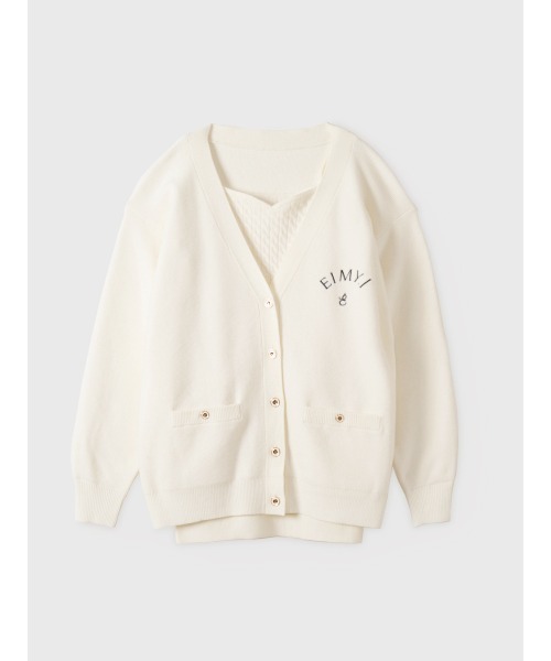 EIMY ISTOIRE（エイミーイストワール）の「【PRE ORDER】EIMYロゴカーデリボンニットセットワンピース（ワンピース・レディース・ホワイト/キャメル/グレー/ブラック・F）」の2枚目の写真