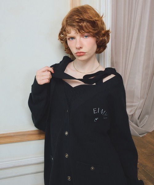 EIMY ISTOIRE（エイミーイストワール）の「【PRE ORDER】EIMYロゴカーデリボンニットセットワンピース（ワンピース・レディース・ホワイト/キャメル/グレー/ブラック・F）」の9枚目の写真