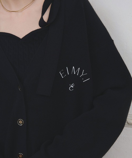 EIMY ISTOIRE（エイミーイストワール）の「【PRE ORDER】EIMYロゴカーデリボンニットセットワンピース（ワンピース・レディース・ホワイト/キャメル/グレー/ブラック・F）」の12枚目の写真