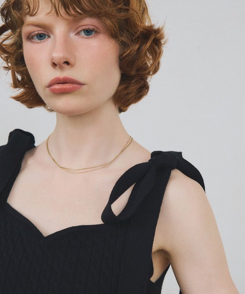 EIMY ISTOIRE（エイミーイストワール）の「【PRE ORDER】EIMYロゴカーデリボンニットセットワンピース（ワンピース・レディース・ホワイト/キャメル/グレー/ブラック・F）」の17枚目の写真