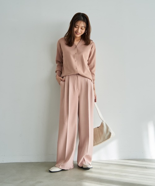STYLE DELI(スタイルデリ)の「中厚地2タックワイドパンツB(デニムパンツ・レディース・チャコールグレー/ピンク・SMALL/LARGE/MEDIUM)」の7枚目の写真