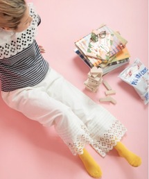 Dot＆Stripes CHILD WOMAN | コットンリネンキャンバス フラワーカットワーク イージーパンツ(その他パンツ)