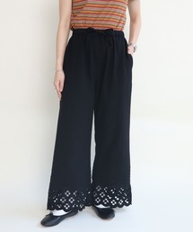 Dot&Stripes CHILD WOMAN | コットンリネンキャンバス フラワーカットワーク イージーパンツ(その他パンツ)