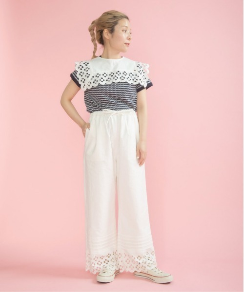 Dot＆Stripes CHILD WOMAN（ドットアンドストライプス　チャイルドウーマン）の「コットンリネンキャンバス フラワーカットワーク イージーパンツ（その他パンツ・レディース・ホワイト・FREE）」の18枚目の写真
