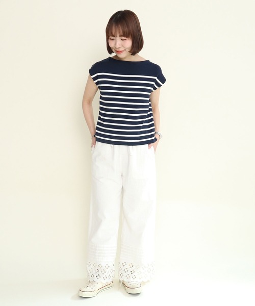 Dot&Stripes CHILD WOMAN(ドットアンドストライプス チャイルドウーマン)の「コットンリネンキャンバス フラワーカットワーク イージーパンツ(その他パンツ・レディース・ホワイト/ブラック・FREE)」の13枚目の写真