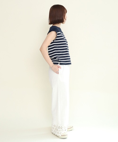 Dot&Stripes CHILD WOMAN(ドットアンドストライプス チャイルドウーマン)の「コットンリネンキャンバス フラワーカットワーク イージーパンツ(その他パンツ・レディース・ホワイト/ブラック・FREE)」の21枚目の写真