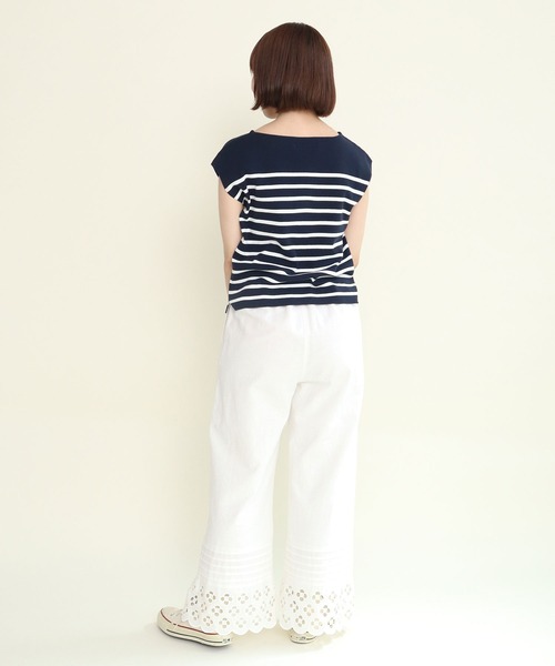 Dot&Stripes CHILD WOMAN(ドットアンドストライプス チャイルドウーマン)の「コットンリネンキャンバス フラワーカットワーク イージーパンツ(その他パンツ・レディース・ホワイト/ブラック・FREE)」の22枚目の写真