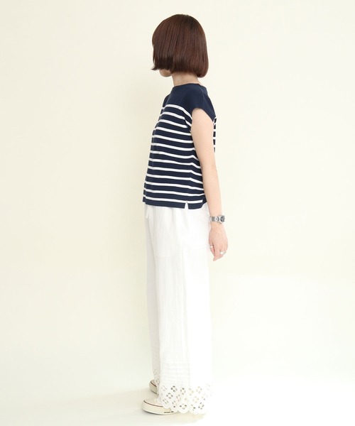 Dot&Stripes CHILD WOMAN(ドットアンドストライプス チャイルドウーマン)の「コットンリネンキャンバス フラワーカットワーク イージーパンツ(その他パンツ・レディース・ホワイト/ブラック・FREE)」の20枚目の写真