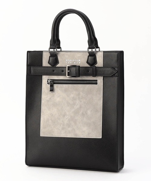 NICOLE CLUB FOR MEN（ニコルクラブフォーメン）の「２ＷＡＹスクエアバッグ（トートバッグ・メンズ・その他2/ライトグレー/ブラック・FREE）」の3枚目の写真