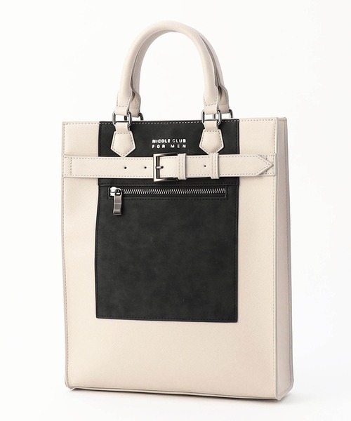 NICOLE CLUB FOR MEN（ニコルクラブフォーメン）の「２ＷＡＹスクエアバッグ（トートバッグ・メンズ・その他2/ライトグレー/ブラック・FREE）」の2枚目の写真