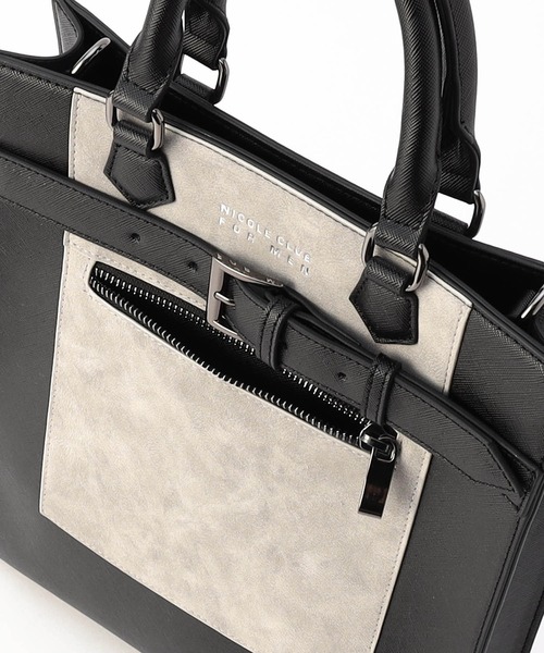 NICOLE CLUB FOR MEN（ニコルクラブフォーメン）の「２ＷＡＹスクエアバッグ（トートバッグ・メンズ・その他2/ライトグレー/ブラック・FREE）」の8枚目の写真