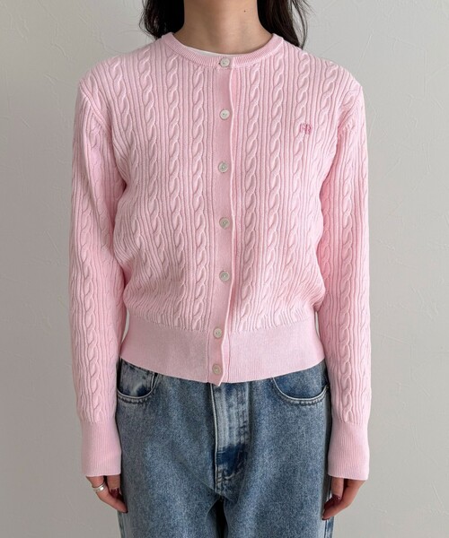 fredy emue（フレディエミュ）の「FR刺繍ケーブル柄ニットカーディガン（カーディガン/ボレロ・レディース・ライトグリーン/ネイビー/オフホワイト/ベビーピンク・38）」の12枚目の写真