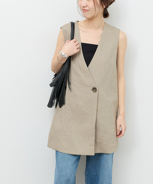JOURNAL STANDARD relume(ジャーナルスタンダード レリューム)の「リネンライクAラインジレ(ベスト・レディース・ブラック/ベージュ・FREE)」の1枚目の写真
