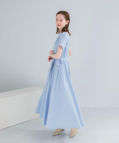 URBAN RESEARCH ROSSO WOMEN(アーバンリサーチ ロッソ)の「『WEB/一部店舗限定』チェックカシュクールワンピース(ワンピース・レディース・ブラック/ブラウン系その他/ブルー系その他・FREE)」の5枚目の写真