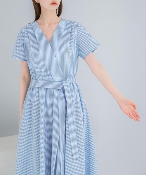 URBAN RESEARCH ROSSO WOMEN(アーバンリサーチ ロッソ)の「『WEB/一部店舗限定』チェックカシュクールワンピース(ワンピース・レディース・ブラック/ブラウン系その他/ブルー系その他・FREE)」の11枚目の写真