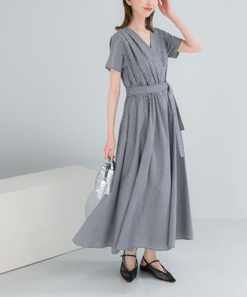 URBAN RESEARCH ROSSO WOMEN(アーバンリサーチ ロッソ)の「『WEB/一部店舗限定』チェックカシュクールワンピース(ワンピース・レディース・ブラック/ブラウン系その他/ブルー系その他・FREE)」の19枚目の写真