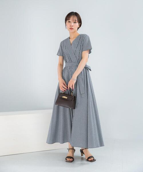 URBAN RESEARCH ROSSO WOMEN(アーバンリサーチ ロッソ)の「『WEB/一部店舗限定』チェックカシュクールワンピース(ワンピース・レディース・ブラック/ブラウン系その他/ブルー系その他・FREE)」の22枚目の写真